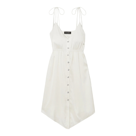 Retrofête Diane Embellished Satin Mini Dress, Size Large, White, NWT - Picture 5 of 16